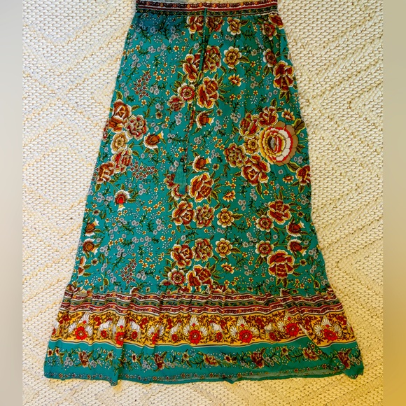 Moonlight Gypsea Hippie Chick Floral Maxi Skirt - turquoise - Picture 2 of 3